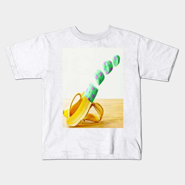 Banana purple hearts Kids T-Shirt by YamyMorrell
